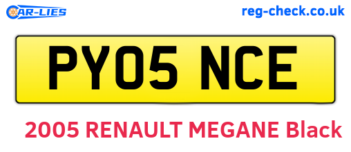 PY05NCE are the vehicle registration plates.