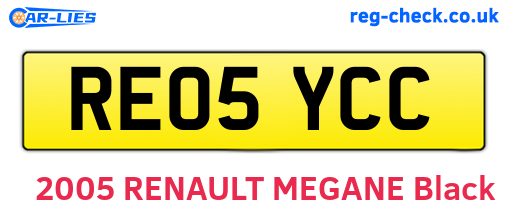 RE05YCC are the vehicle registration plates.