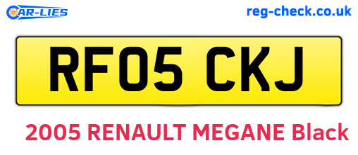 RF05CKJ are the vehicle registration plates.