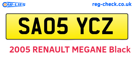 SA05YCZ are the vehicle registration plates.