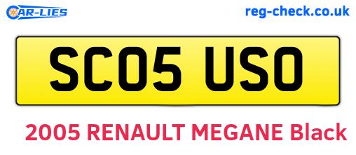 SC05USO are the vehicle registration plates.