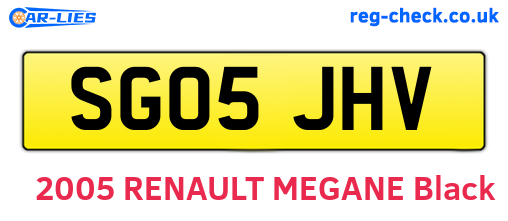 SG05JHV are the vehicle registration plates.