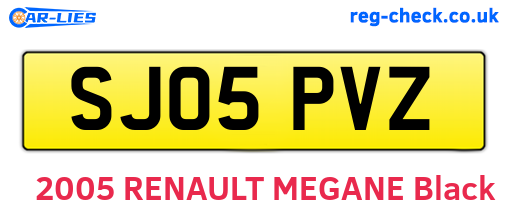 SJ05PVZ are the vehicle registration plates.