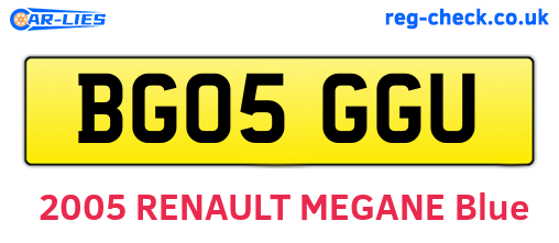BG05GGU are the vehicle registration plates.