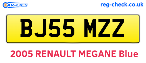 BJ55MZZ are the vehicle registration plates.