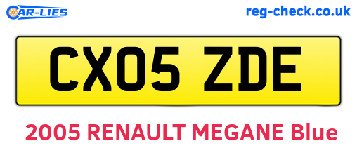 CX05ZDE are the vehicle registration plates.