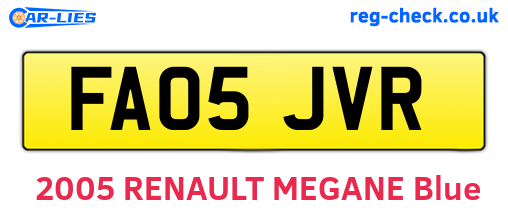 FA05JVR are the vehicle registration plates.