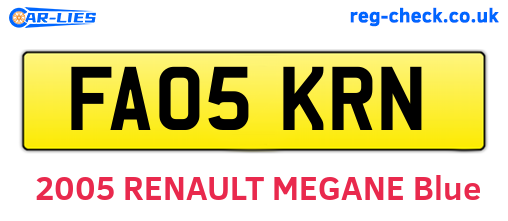 FA05KRN are the vehicle registration plates.