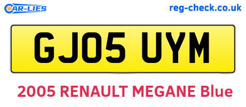 GJ05UYM are the vehicle registration plates.