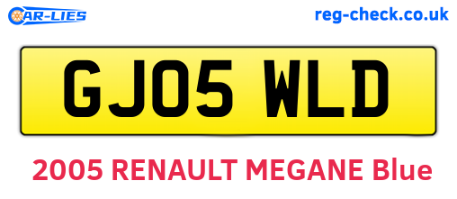 GJ05WLD are the vehicle registration plates.