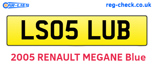 LS05LUB are the vehicle registration plates.