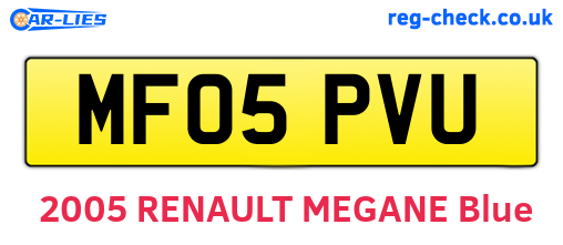 MF05PVU are the vehicle registration plates.