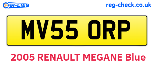 MV55ORP are the vehicle registration plates.
