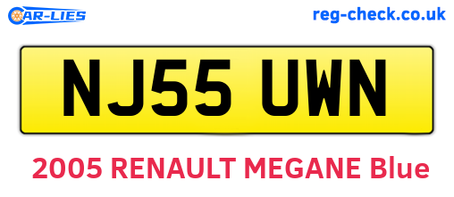 NJ55UWN are the vehicle registration plates.