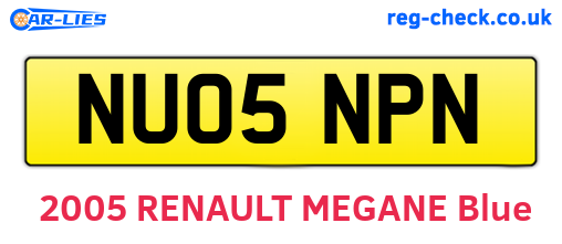 NU05NPN are the vehicle registration plates.