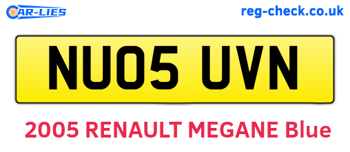 NU05UVN are the vehicle registration plates.