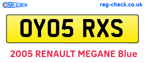 OY05RXS are the vehicle registration plates.