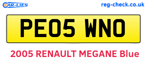 PE05WNO are the vehicle registration plates.