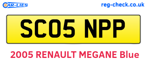 SC05NPP are the vehicle registration plates.