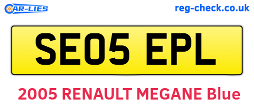 SE05EPL are the vehicle registration plates.
