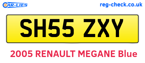 SH55ZXY are the vehicle registration plates.
