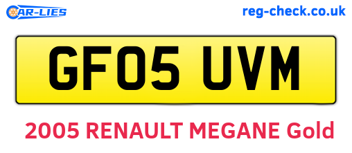 GF05UVM are the vehicle registration plates.