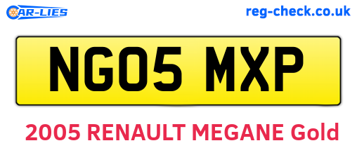 NG05MXP are the vehicle registration plates.