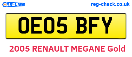 OE05BFY are the vehicle registration plates.