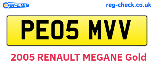 PE05MVV are the vehicle registration plates.