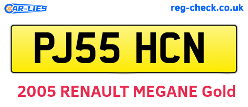 PJ55HCN are the vehicle registration plates.
