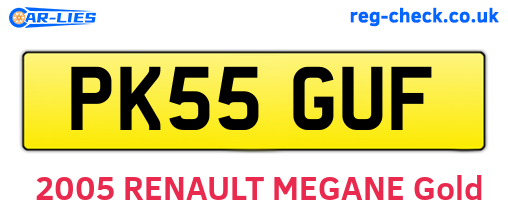 PK55GUF are the vehicle registration plates.