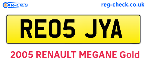 RE05JYA are the vehicle registration plates.