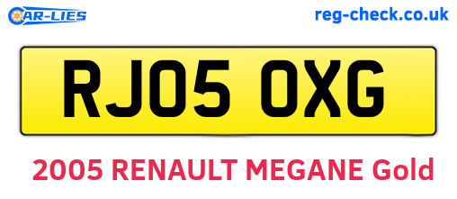 RJ05OXG are the vehicle registration plates.