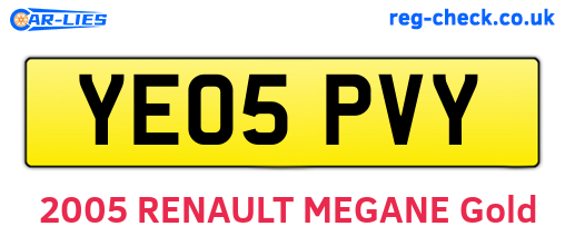 YE05PVY are the vehicle registration plates.