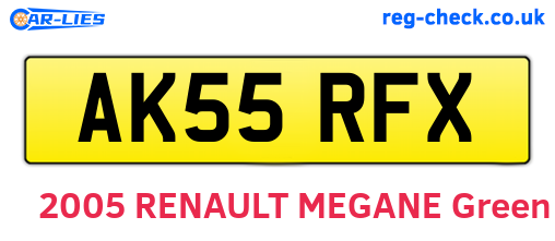 AK55RFX are the vehicle registration plates.