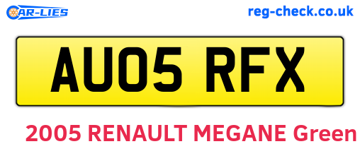 AU05RFX are the vehicle registration plates.
