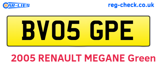 BV05GPE are the vehicle registration plates.