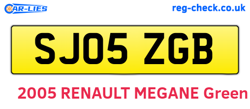 SJ05ZGB are the vehicle registration plates.