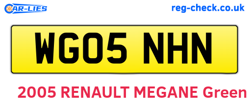 WG05NHN are the vehicle registration plates.