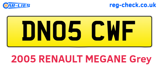 DN05CWF are the vehicle registration plates.