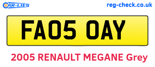FA05OAY are the vehicle registration plates.
