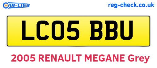 LC05BBU are the vehicle registration plates.