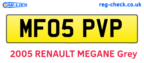 MF05PVP are the vehicle registration plates.