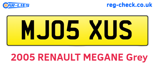 MJ05XUS are the vehicle registration plates.