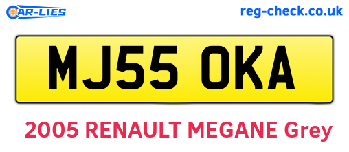 MJ55OKA are the vehicle registration plates.