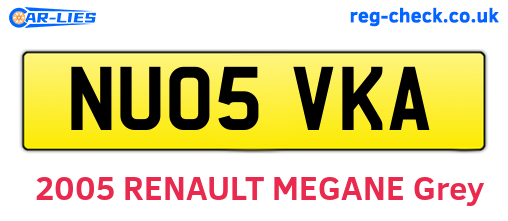 NU05VKA are the vehicle registration plates.