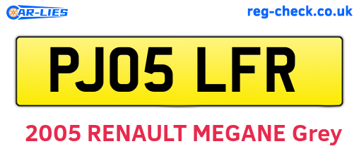 PJ05LFR are the vehicle registration plates.