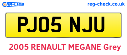 PJ05NJU are the vehicle registration plates.