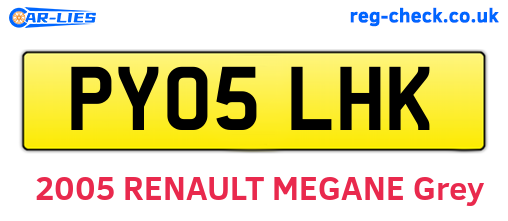 PY05LHK are the vehicle registration plates.