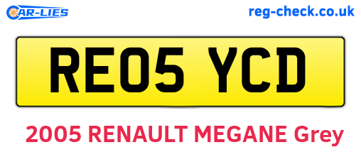 RE05YCD are the vehicle registration plates.
